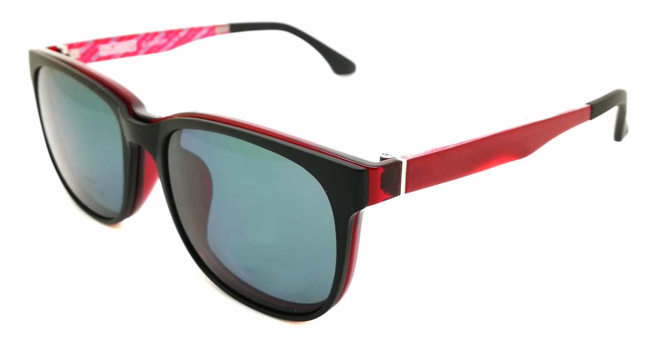 TR Oval Red  Polarized  Magnetic Clip on Sunglasses SM-2021-C082