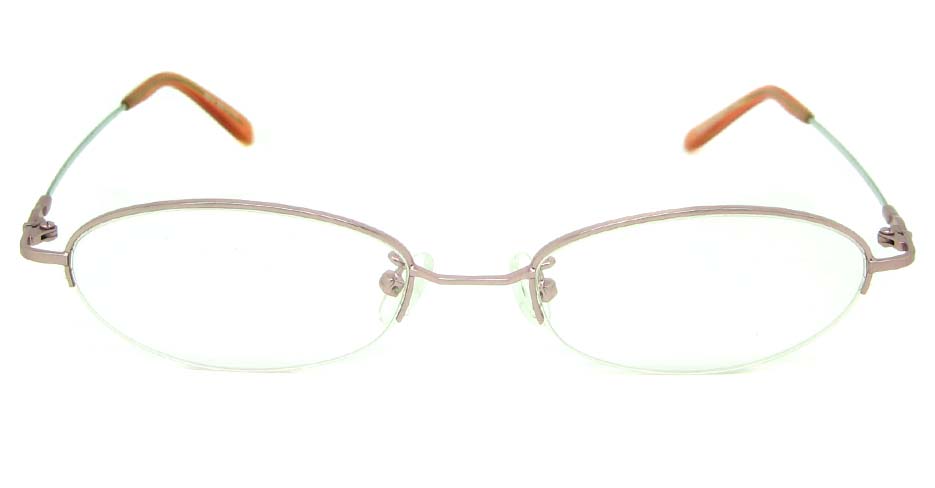 pink metal oval glasses frame JS-SH6014-C4