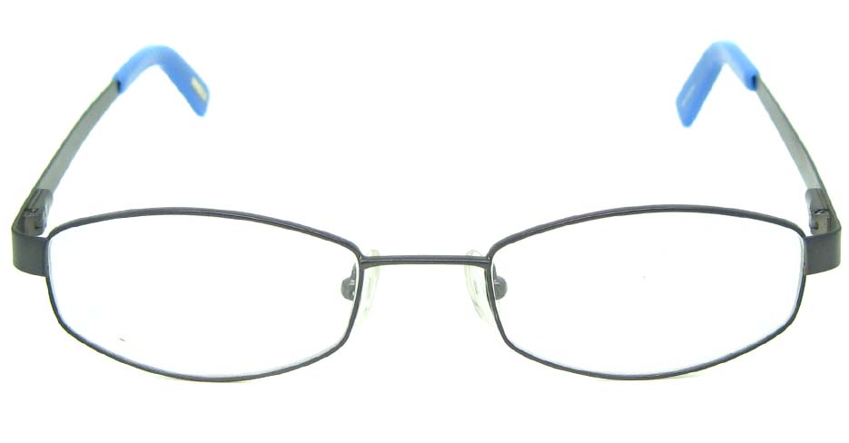 grey with blue metal rectangular glasses frame HL-DAK0001-HLS