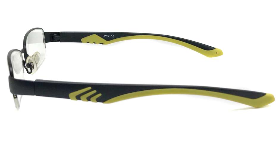 black with yellow blend Rectangular sport glasses frame LT-A040-C4