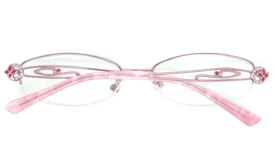 Pink oval metal glasses frame JNY-SSYZ2149-F