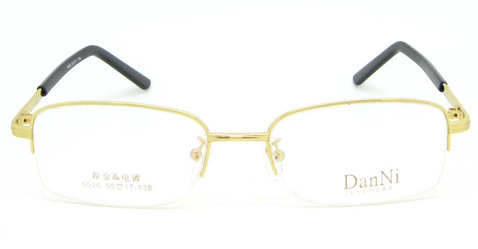 gold metal Rectangular glasses frame WKY-DNI6026-J