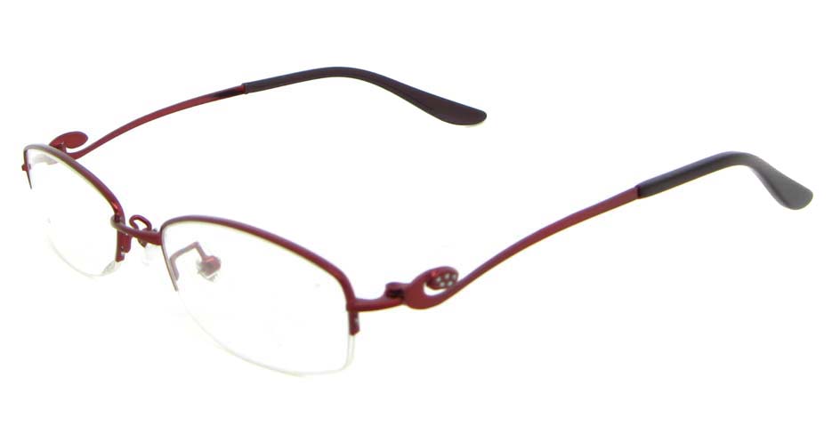 Red metal oval glasses frame WKY-KM5515-H