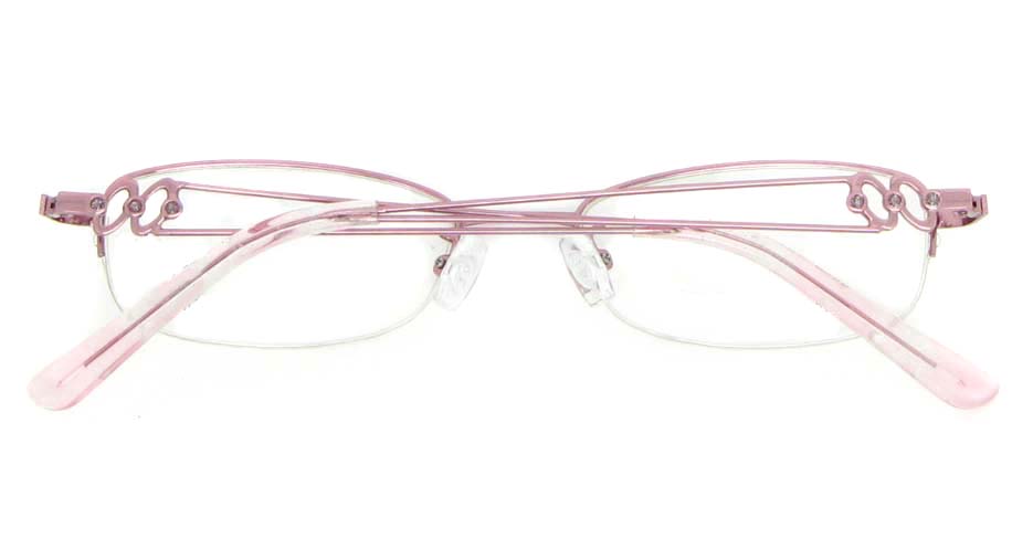 Pink oval metal glasses frame WKY-KM5528-F