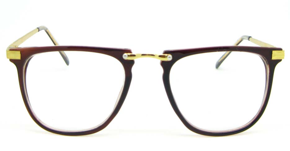 gold with brown blend oval glasses frame WLH-5025-C3