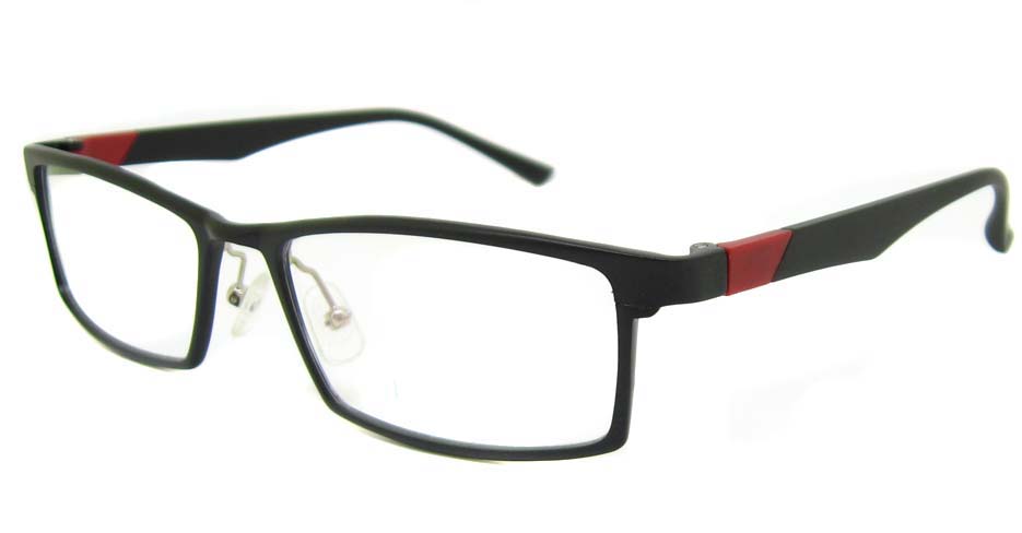 Al Mg alloy black with red Rectangular glasses frame LVDN-GX103-C01