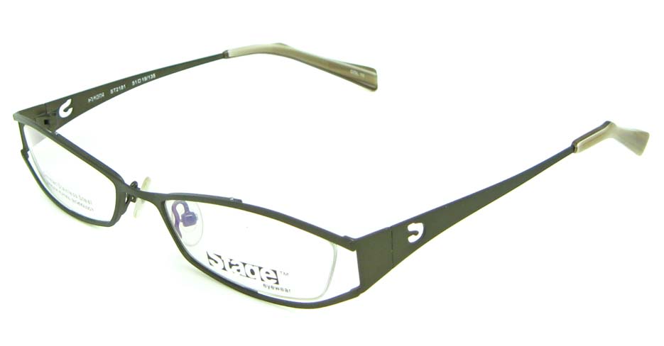 Khaki metal oval glasses frame HL-ST2172-10