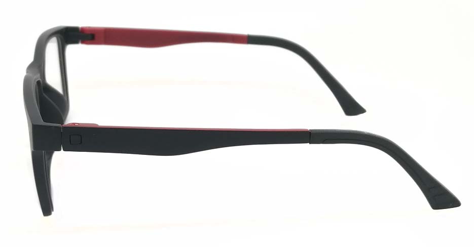 TR Oval Black with Red Polarized  Magnetic Clip on Sunglasses SM-2032-C6