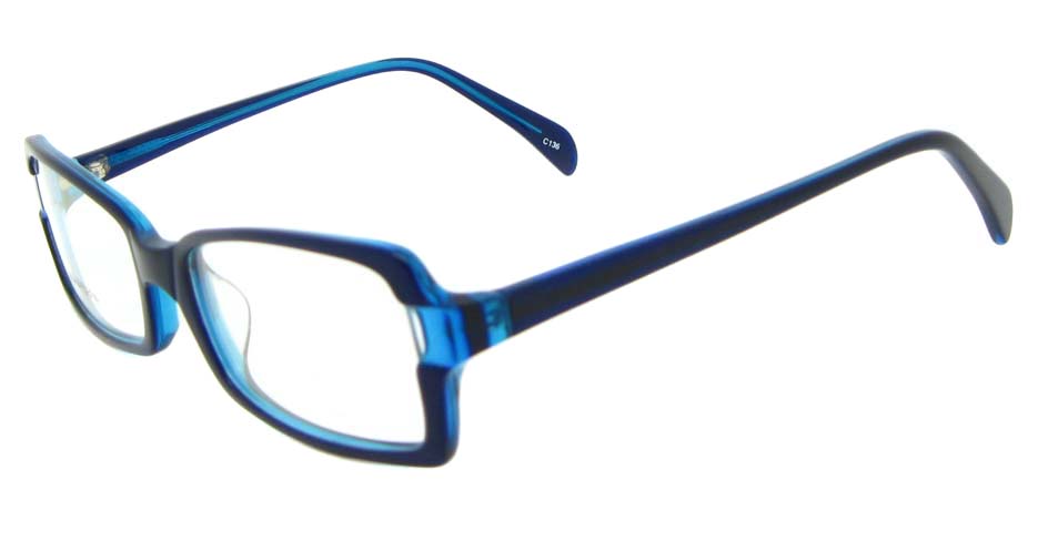 black with blue Acetate Rectangular glasses frame YL-KLD8017-C6