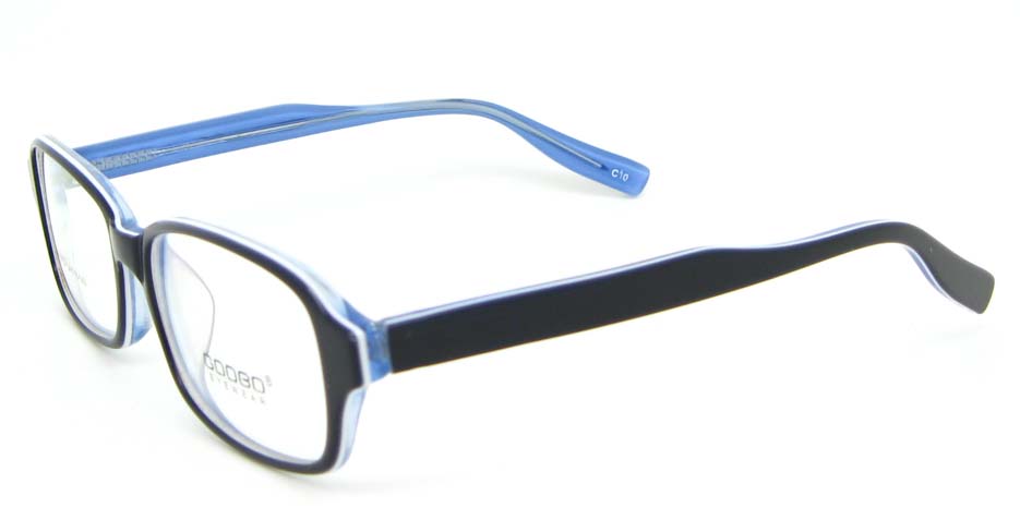 black with blue Acetate rectangular glasses frame WKY-BL6169-C10