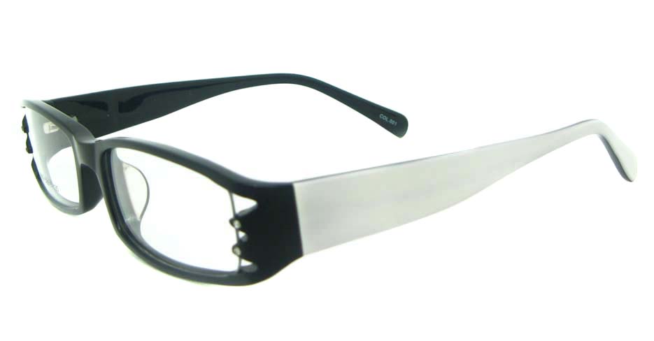 black with white plastic rectangular glasses frame YL-ZY1859-C001