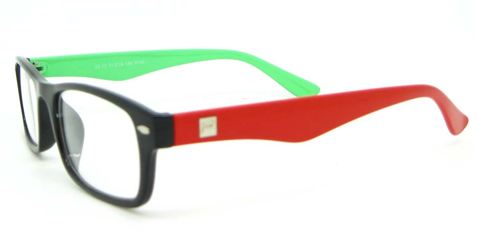 green with red and black retro plastic oval glasses frame WLH-2212-104