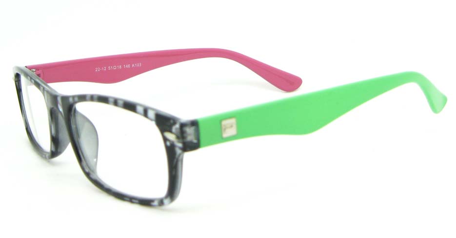 pink with green  retro plastic oval glasses frame WLH-2212-K103